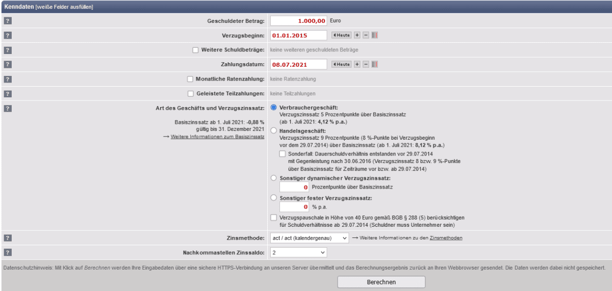 Verzugszinsen berechnen umfassend erklärt