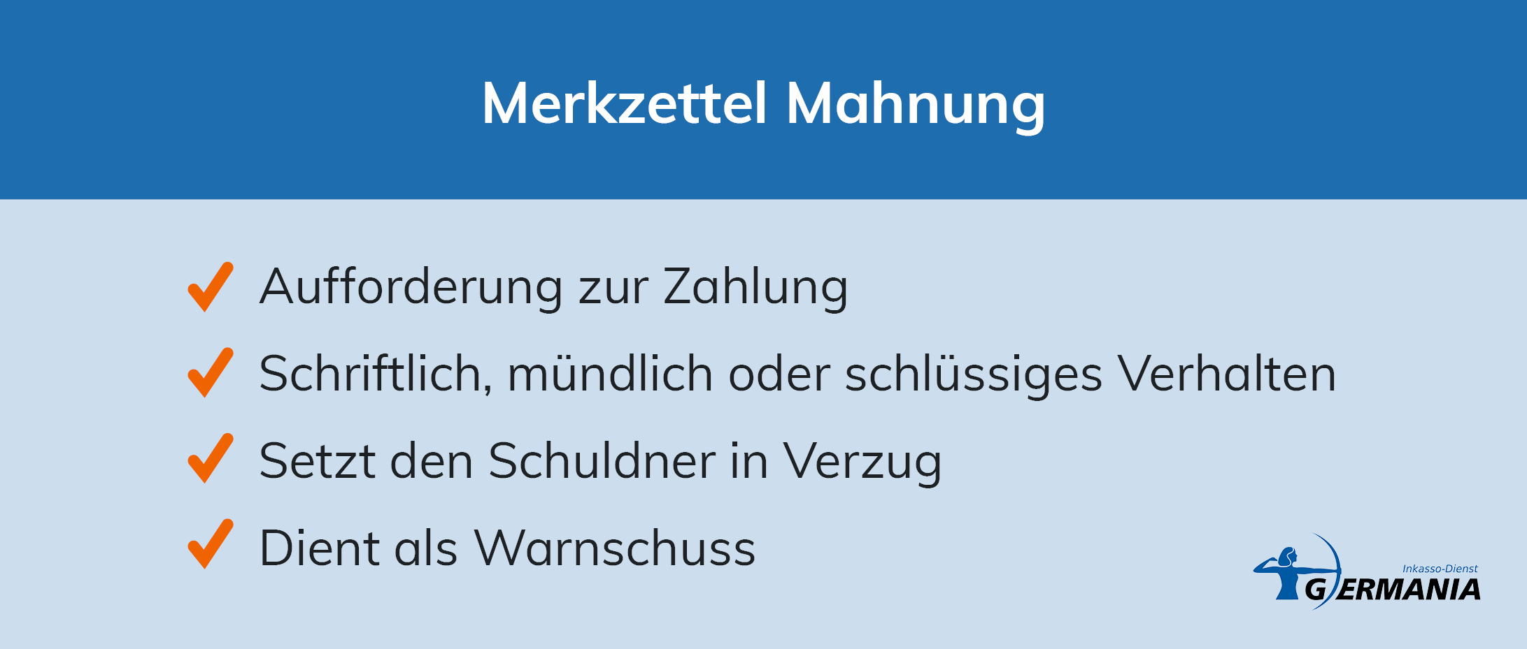 Merkzettel Mahnung - Checkliste Mahnung - Germania Inkasso