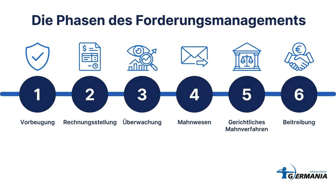 Die sechs Phasen des Forderungsmanagements im Überblick